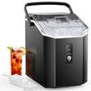 Joy Pebble Nugget Ice Maker, 10,000pcs/33lbs/Day, Portable Nugget Ice Maker Machine with Handle, Ice Makers Countertop Self-Cleaning, with Ice Scoop & Basket (11.3"D x 8.66"W x 12.68"H, Black)