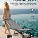 Lounge Chair Outdoor with Wheels, Aluminum Chaise Lounge Outdoor with 5 Adjustable Backrest, Outdoor Chaise Lounge for Poolside, Deck, Beach (Darkgray), S-1 Pack