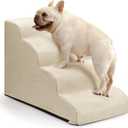 Aodisman Dog Steps for Bed and Couch,4-Step Dog Stairs and Ramp for Small Dogs & Cats,Indoor Anti-Slip Pet Stairs for Old Cats and Puppy,Beige