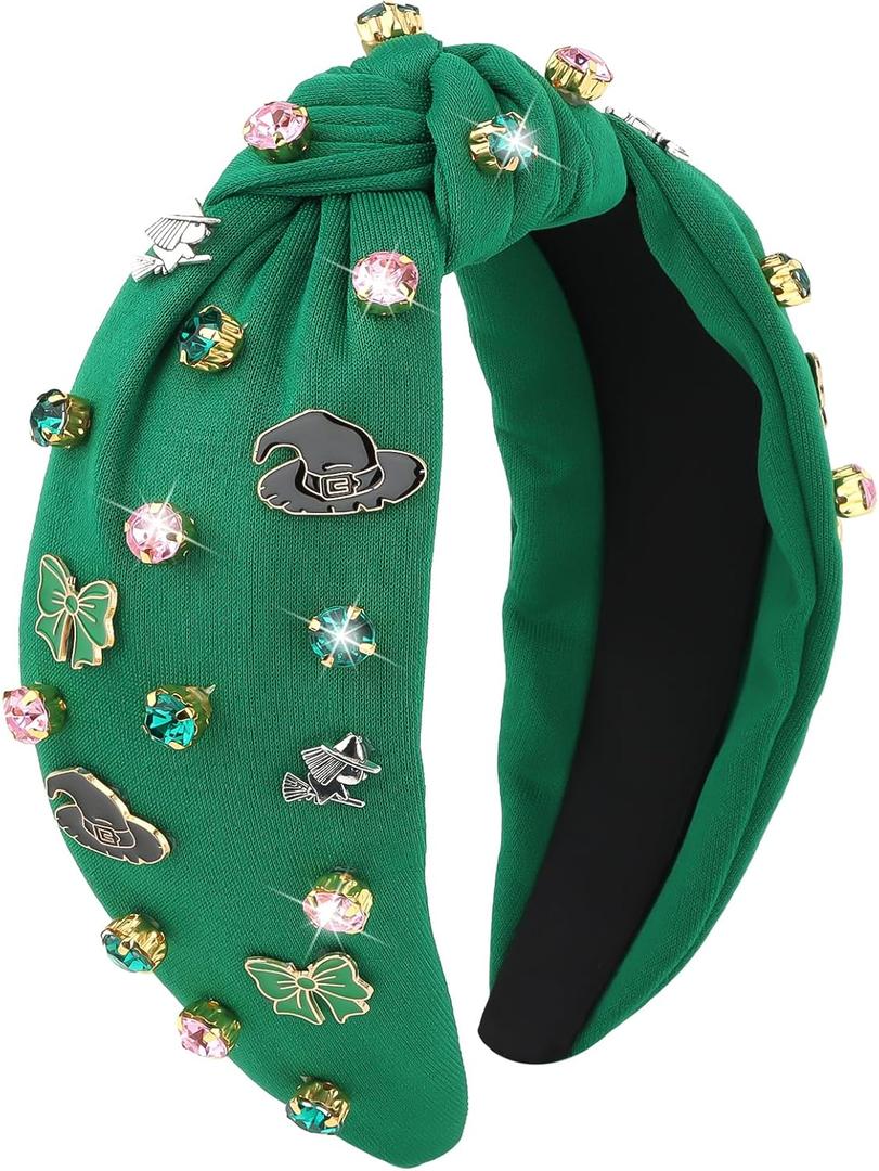 YARIEW Witch Headbands for Women Knotted Headband with Crown Magic Wand Witch Theme Birthday Party