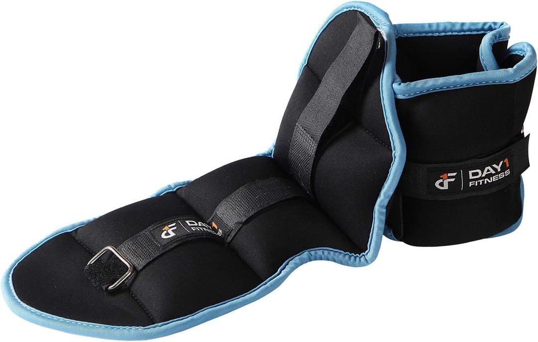Day 1 Fitness Ankle Weight Pair 3.0 LBS, Set of 2 with Adjustable Velcro Straps - Breathable, Moisture Absorbent Weight Straps for Men and Women - Comfortable Ankle, Wrist Weights