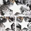 Jetec 12 Pieces Christmas Wooden Star Ornaments Blank Cutout Stars Sign Rustic Wooden Farmhouse Hanging for Christmas Tree Ornaments Decorations(White)