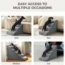 Dog Stairs for Small Dogs 13.5” H, 3 Step Dog ramp for Bed, Grey