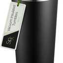 SIPX 16 oz Insulated Coffee Tumbler with Leakproof Lid  Stainless Steel, Vacuum Insulated  Keeps Drinks Hot or Cold for Hours  Cupholder Friendly Travel Mug  Black