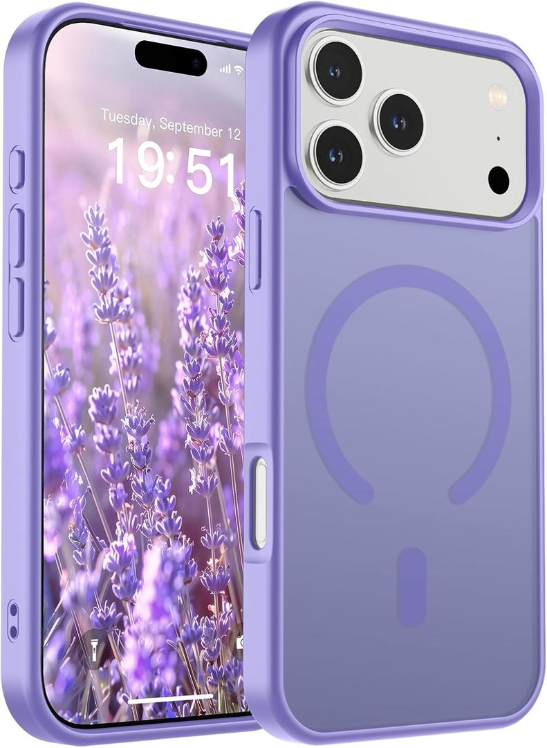 SUPFINE Magnetic for iPhone 17 Pro Max Case (Compatible with MagSafe)(Military Grade Drop Protection) Translucent Matte Shockproof with Anti-Fingerprint Phone Cover 2025,Purple