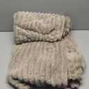 Tan Fleece Throw Blanket 5060 for Couch Sofa Bed,Super Soft Cozy Plush Blanket with Stripes Design Lightweight for Adults,Woman,Girls