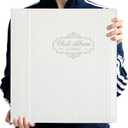 Photo Album Holds 3X5, 4X6, 5X7, 6X8, 8X10 Photos, Leather Cover, Magnetic Self-Stick Page, Handmade DIY Albums (White, Large)