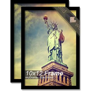 100% Solid Wood 10x12 Picture Frame Set of 2, Black Frame for 10 x 12 Inch Picture Poster Photo, Light Weight 10 by 12 HQ Matte Black Frame for Wall - 2 Pack/Black/10 x12