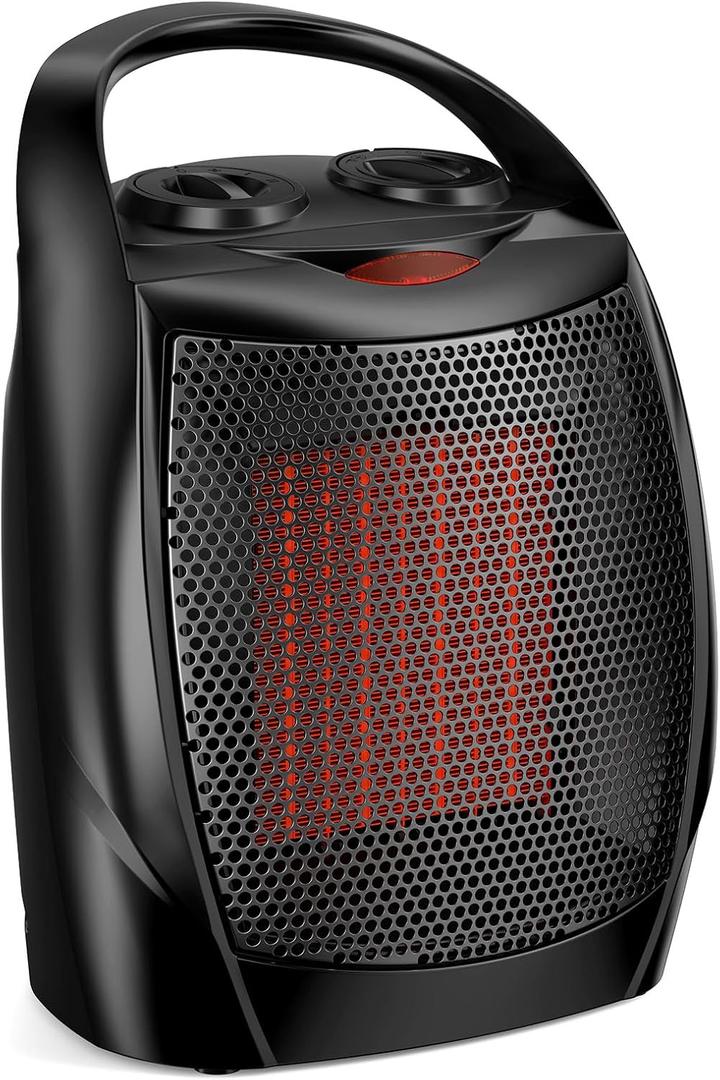 ZAFRO Space Heater - With Thermostat Overheat&Tip-Over Protection, 3 Modes Small Heater, 1500W PTC Ceramic Fast Safety Heater for Bedroom,Office and Indoor Use (Black)