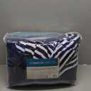 Bedsure Queen Comforter Set 7 Pieces, Navy Striped Bedding Set for Queen Size Bed Reversible, Cationic Dyeing Bed in a Bag with Comforter, Sheets, Pillowcases & Shams
