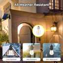 Solar Light Bulb Dusk to Dawn Outdoor Waterproof 3000K with Cable 9.8FT Portable Solar Powered Pendant Lingting for Replacement DIY, Chicken Coop, Shed 2 Pack