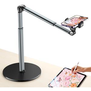 Mionondi Overhead Phone Mount for Video Recording, Aluminum Overhead Tripod for iPhone, Desk Phone Camera Stand for Cooking, Nail Techs, Filming, Live Streaming