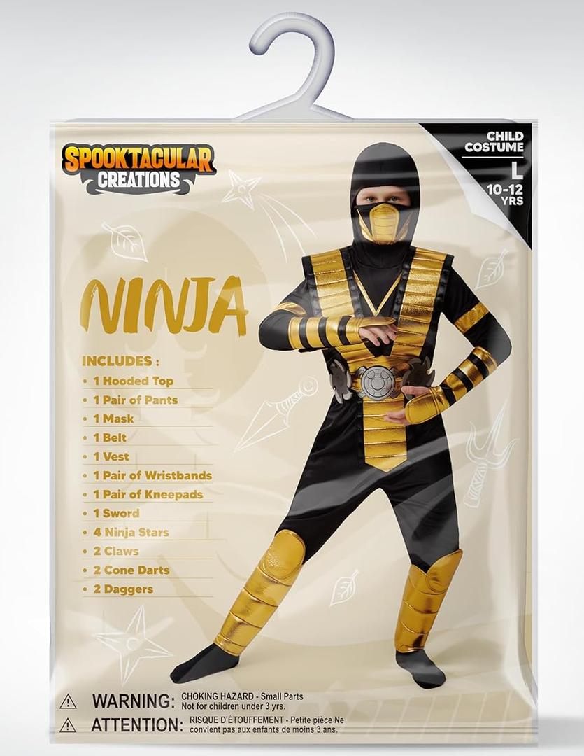 Buy Spooktacular Creations Golden Ninja Costume for Kids Large
