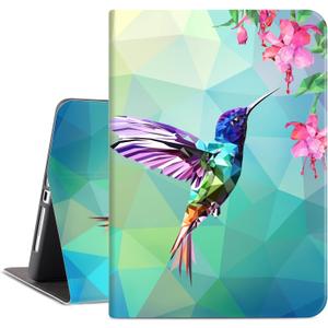iPad 9.7 Case for iPad 5th/6th Generation Case 2017/2018, iPad Air 2 Case, iPad Air 1st Cover Women Girls Shockproof Soft Cover Multi-Angle View Adjustable Stand Auto Wake/Sleep, Diamond Hummingbird (Geometric Flower HummingBird)