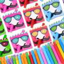 4 x Valentines Day Gifts for Kids 24 Sets Nose Picking Valentines Cards with Pop Tubes Valentines Exchange Cards Classroom Favors for Boys Girls School Class Preschool