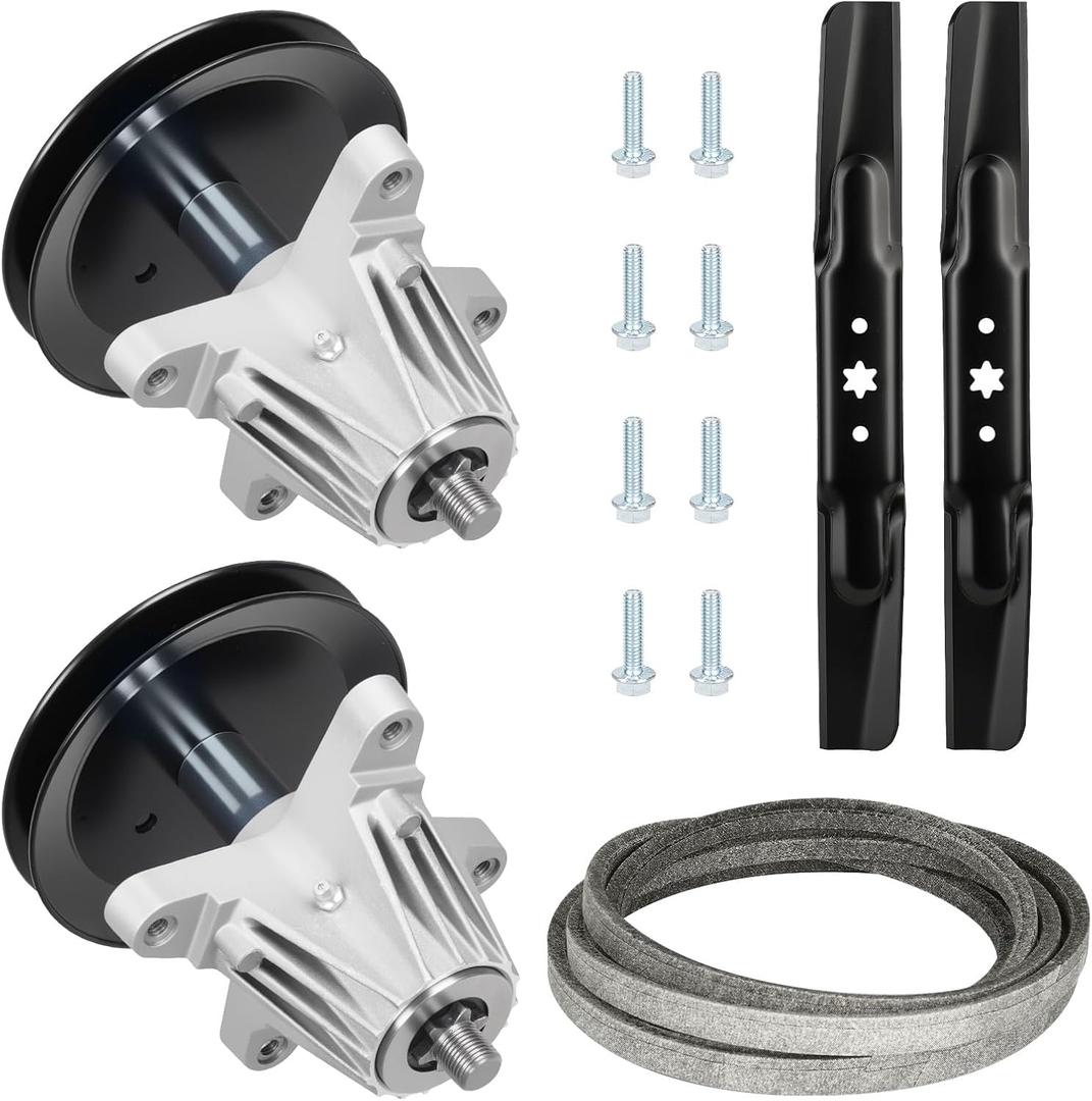 42 Inch Deck Rebuild Kit Replace for Huskee LT4200, Fit for Craftsman T1000 T110 T1400 T1200 T100, for Troy Bilt TB42 TB2246, with 2 Spindles 618-06991 918-06991, 2 Blades 742-04308, 1 Belt 954-04060