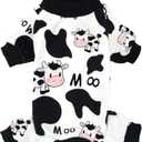 XPUDAC Dog Pajamas Soft Stretchy Cow Dog Clothes for Small Medium Dogs Pet Jumpsuit Cat Apparel-M (Medium(Chest-16"))