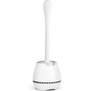 Toilet Brush and Holder, Toilet Bowl Brush with Ventilated Holder and Ergonomic Long Handle, Durable Bristles Toilet Scrubber Set for Bathroom Cleaning