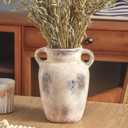 Farmhouse Ceramic Vase with Handle,9.7 inch Handcrafted Vintage Terracotta Pottery Vases for Shelf Decor, Coffee Table Styling, or Bedroom Accent
