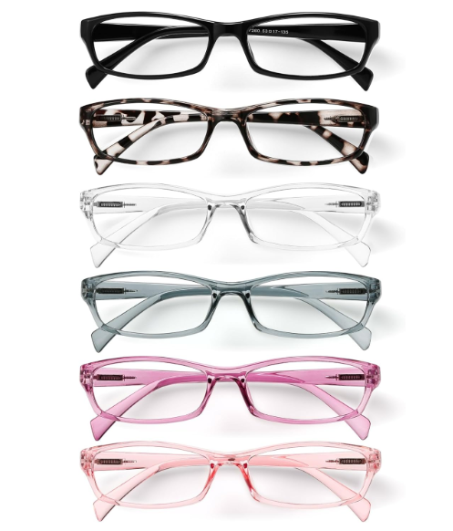 Gaoye Reading Glasses for Women, 6 pack Fashion Readers for Women Men Spring Hinge Eye Glasses, Blue Light Reading Glasses, +1.5