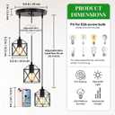 3 Light Pendant Lighting, Farmhouse Hanging Light Fixture for Kitchen Island & Dining Room, Industrial Vintage Ceiling Lamp with E26 Base, Adjustable Height, Matte Black
