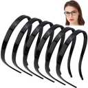TOBATOBA Black Square Headbands for Glasses & Sunglasses - No Pressure, No Headache - Comfortable Non-Slip Headbands for Women & Girls, 6 Pcs