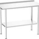 Atelicf All-Stainless Steel Prep Table, 24 X 48 Inch, with Rounded-Corner Backsplash and Adjustable Undershelf, Heavy-Duty for Outdoor Use,Restaurants,Hotels,Workshops,Kitchens,Gardens, and Garages