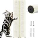 Cat Scratching Post Replacement Pole，2 PCS 15.7in Cat Tree Replacement Post，Natural Sisal Cat Tree Replacement Parts with M8 Screws，Cat Scratch Post Replacement for Refurbishment (15.7in/40cm)