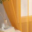 Sheer Curtains for Windows, Window Treatments Semi Crinkle Curtains, Rod Pocket Sheer Privacy Curtains 63 inch Length 2 Panels Set for Living Room Bedroom Kitchen Babyroom Set of 2, 52"x 63", Yellow