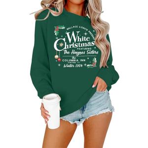 MYHALF White Christmas Sweatshirts for Women 2025 Christmas Trees Shirt Xmas Holiday Crewneck Sweaters Family Pjs Lightweight (Large, Sister Green)