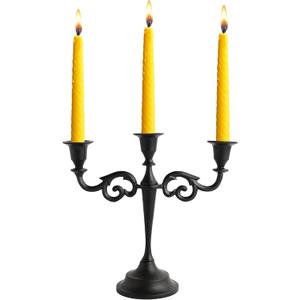 Rely+ 3 Arm Candelabra - 10 Inch Tall Matte Black Tapered Candle Holder - Elegant Candle Stands and Candlesticks Holders for Home Decor - Fits 3/4-Inch-Thick Candles