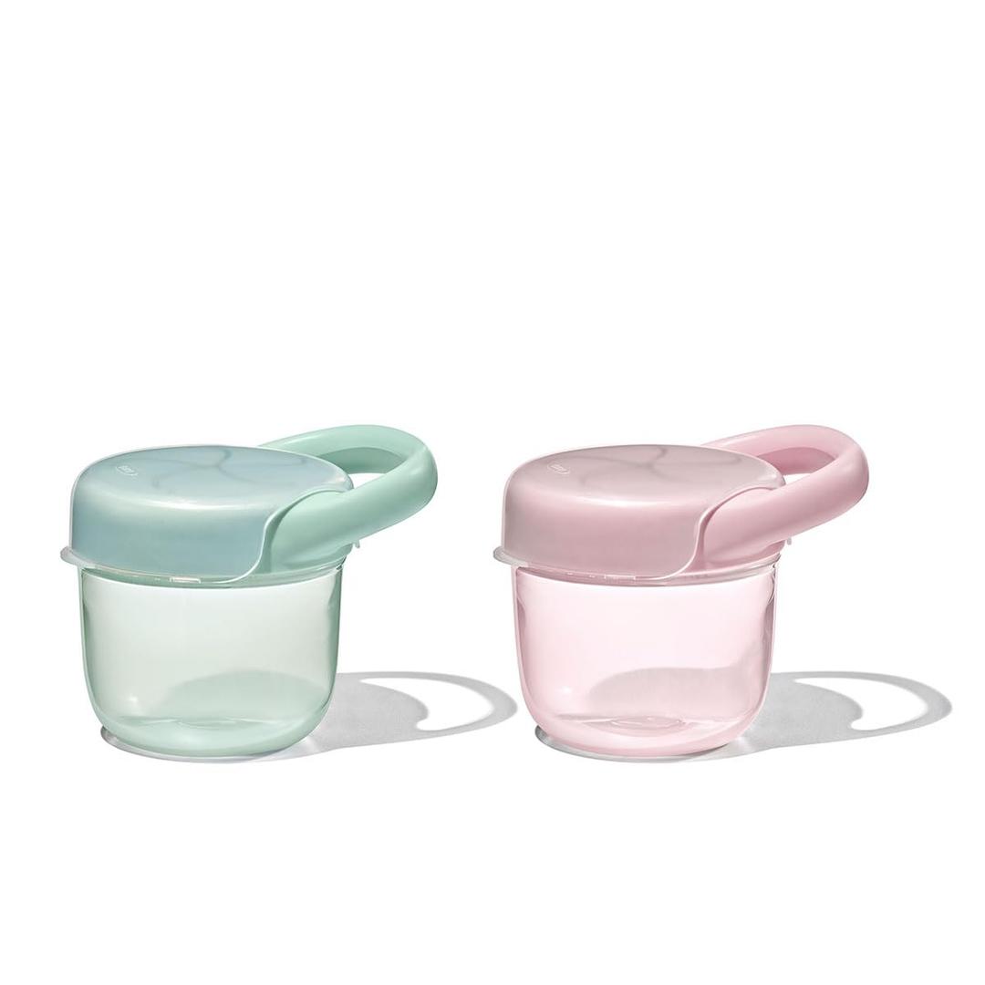 OXO Tot Snack Cup with Lid  2 Pack, Opal and Blossom