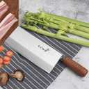 SHI BA ZI ZUO 8-inch Professional Cleaver - Stainless Steel Meat & Vegetable Knife with Non-stick Finish and Anti-slip Wooden Handle