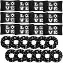 Sweetude 24 Pcs Soccer Gifts 12 Makeup Bag 12 Satin Scrunchies for Girls Portable Cosmetic Travel Bag Elastic Hair Ties Soccer Favors for Women Girls Team Players(Black)