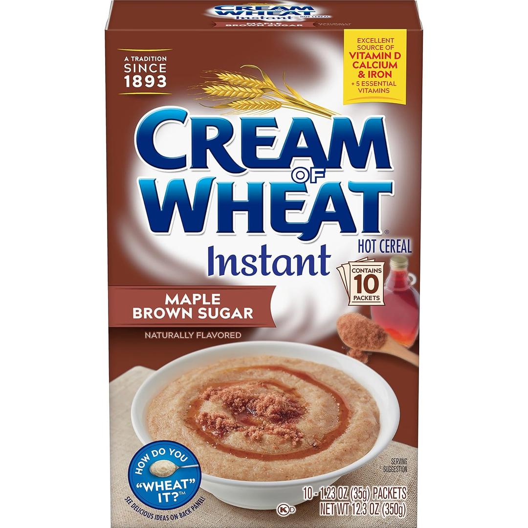Cream of Wheat Instant Hot Cereal, Maple Brown Sugar, 1.23 Ounce, 10 Packets (EXP 04/14/28)