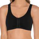 Fruit of the Loom Women's Front Close Sports Bra - Cotton Blend, Easy Fit & Built-Up Support (36, Black)
