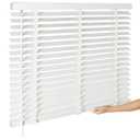BAYUE 2" Cordless Real Wood Blinds for Indoor Windows, White, 36" W x 64" H