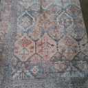 Bavni Washable Rug 8x10 Area Rug for Living Room Bedroom Dining, Washable Vintage Print Carpet, Ultra-Thin Chenille Low Pile Lightweight Rug with Non Slip Backing, Clay