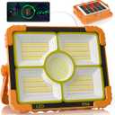 100W LED Solar Work Light, 466 LED 10000LM Magnetic Worklight with 5 Modes, 12000mAh Battary Rechargeable, IP66 Waterproof Portable Solar Outdoor Working Light for Emergency, Repair, Camping