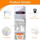 Storage Bins with Lids 6 Pack Clear Stackable Plastic Closet Organizers Containers w/Magnetic Door Box for Wardrobe Bedroom Office Dorm