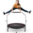 BCAN 40" Foldable Mini Trampoline Max Load 330lbs Fitness Rebounder with Adjustable Foam Handle, Exercise Trampoline for Adults Indoor/Garden Workout, Black