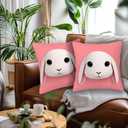 2 x ZibZorp Floral Bunny Throw Pillow Covers 18x18 Set of 2 | Cottage Decorative Cushion Covers | Rabbit Pillowcases for Couch Sofa Bed Living Room Home Decor
