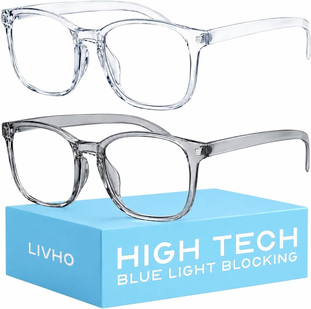 ivho High Tech Blue Light Blocking Computer Glasses
Advanced Blue Light Blocking, Screen Fatigue Protection, UV Protection, Clear + Clear Gray