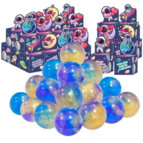 Valentines Day Gifts for Kids, Galaxy Slime with Greeting Card Box Stress Relief Slime Toy for Kids Girls Boys Valentines Party Favors Valentine's Day Classroom Exchange Prizes Gift Set