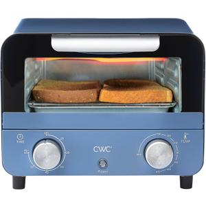 COOK WITH COLOR Mini Toaster Oven: 600W Power, Precision Timer, Auto Shutoff, and Culinary Delights Up To 450 Degrees, Navy