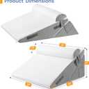 Sasttie Wedge Pillow Set for After Surgery, 2PCS Adjustable Bed Wedge Pillow Headboard with Memory Foam Neck Cushion for Acid Reflux, Sleeping, Neck & Back Support, Dark Grey & White, Adjustable 9&12 Inch + 1 Head Pillow