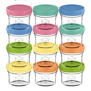 KeaBabies 12pk 4oz Glass Baby Food Containers with Lids - Leak-Proof, Microwavable Small Glass Jars, Baby Purees & Toddler Snack Storage Containers, BPA-Free, Dishwasher & Freezer Safe (Kea)