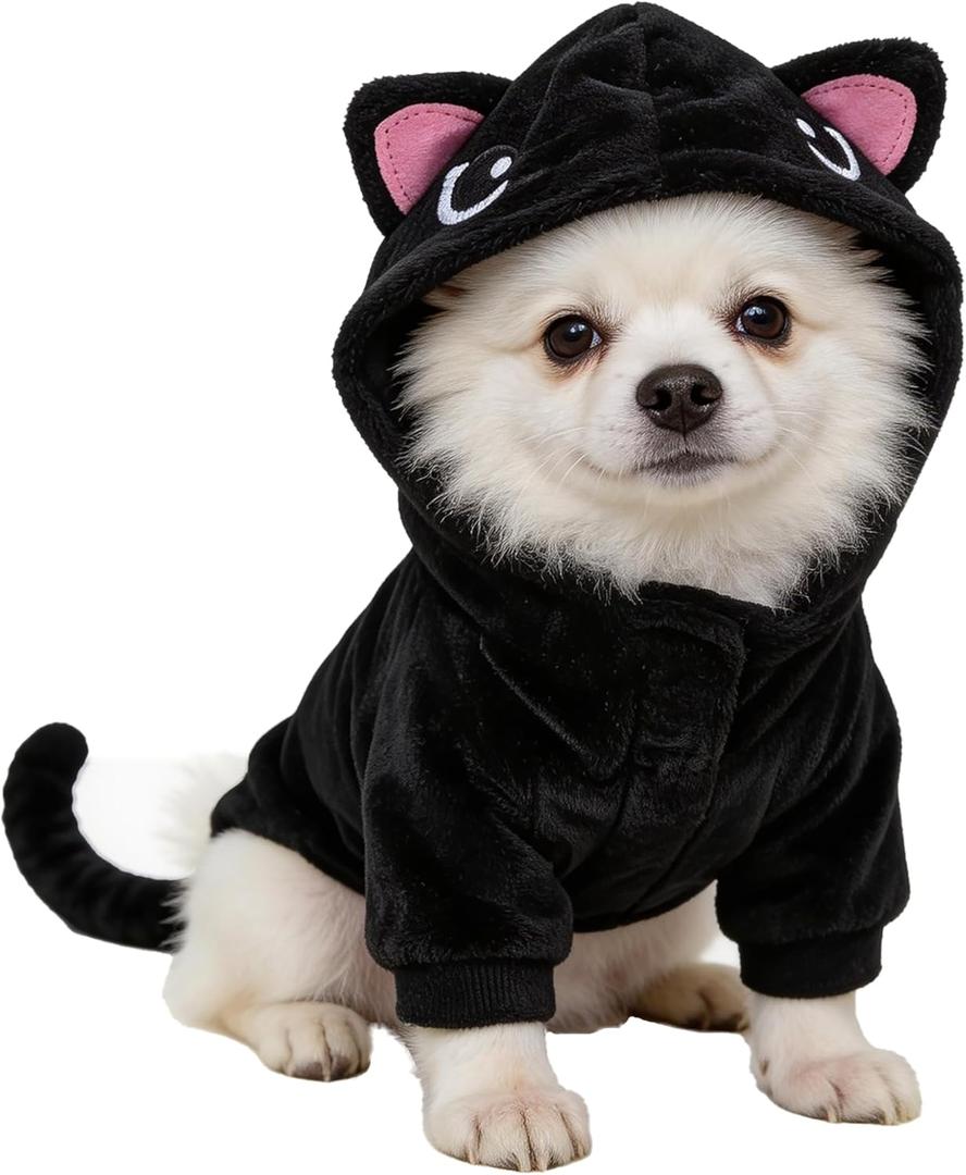 Pet Costume for Small Dogs Cats,Halloween Hoodies Winter Puppy Coat Outfits Funny Pajamas Clothes for Christmas Party,Cat L (L(Bust: 17.72 inch))