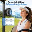 Golf Cart Portable Fan Accessories: Rechargeable Magnetic Base Battery Operated Powered Fan 3 Speeds Strong Airflow Gifts for Men Dad Husband Women