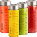 Sursip 16 oz Glass Juice Bottles 4 Pack Wide Mouth Borosilicate Glass Bottles with Lids Heat-Resistant, BPA Free, Leakproof & Reusable for Juicing, Smoothies, Milk, Protein, Water